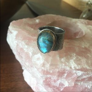 Exquisite Labradorite 14K Gold and Sterling Ring